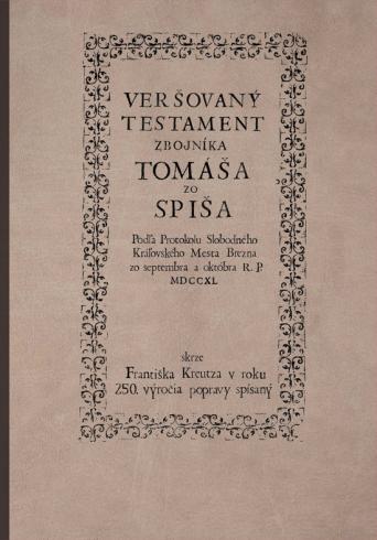 VERSOVANY TESTAMENT ZBOJNIKA TOMASA ZO SPISA